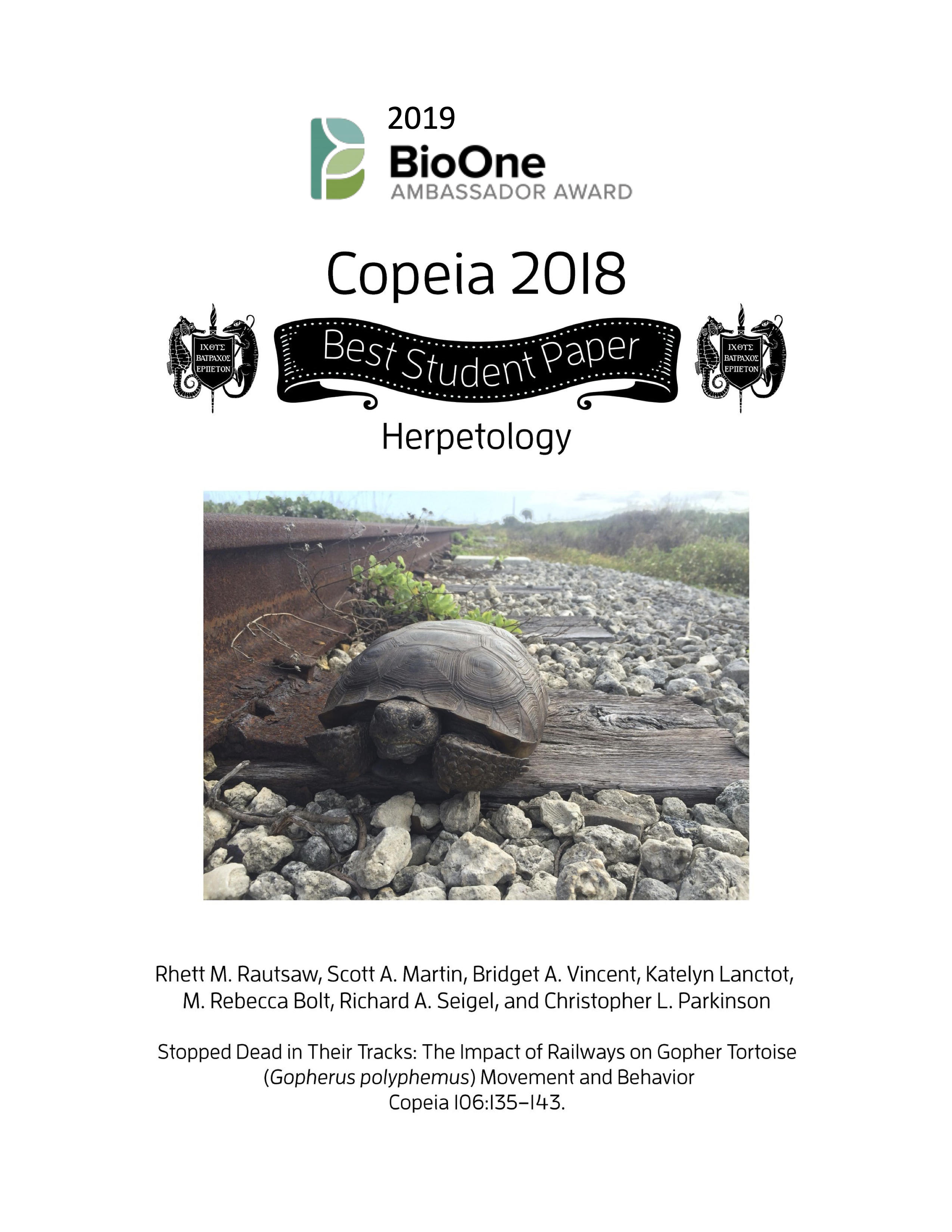 Copeia 2018 Best Student Paper Award
