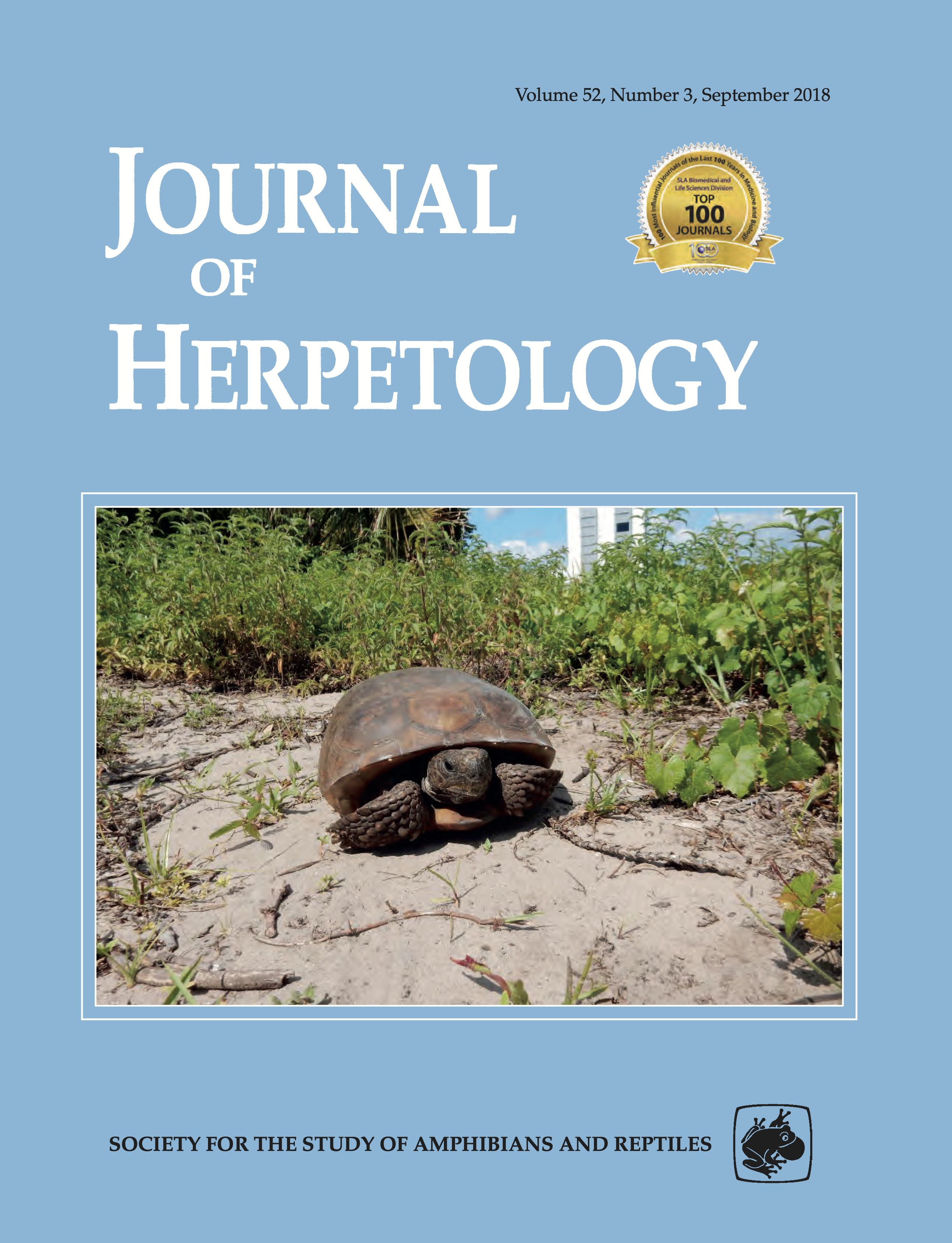 Cover page for 2018 Journal of Herpetology cover article